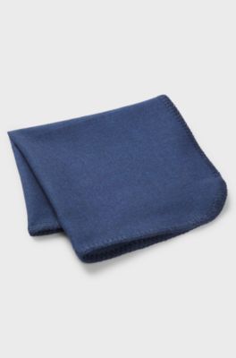 Italian-made pocket square in melange cotton, Blue