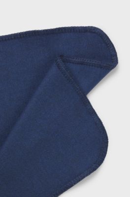 Italian-made pocket square in melange cotton, Blue