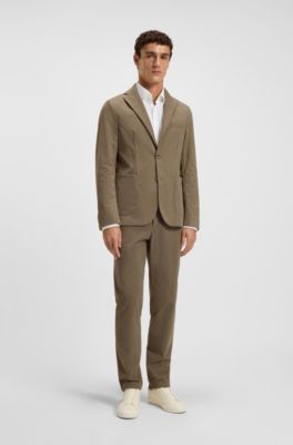 Slim-fit suit jacket in performance-stretch corduroy, Light Brown