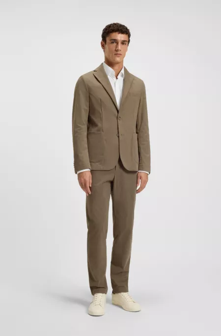Slim-fit suit jacket in performance-stretch corduroy