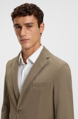 Slim-fit suit jacket in performance-stretch corduroy, Light Brown