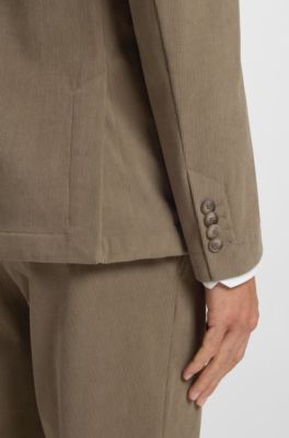 Slim-fit suit jacket in performance-stretch corduroy, Light Brown