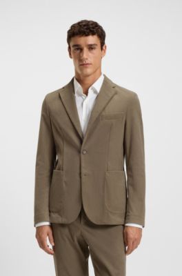 Slim-fit suit jacket in performance-stretch corduroy, Light Brown