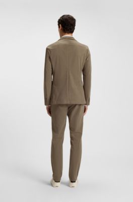 Veste e costume Slim en velours c&ocirc;tel&eacute; stretch performant, Brun chin&eacute;