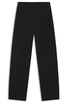 Cotton-blend tracksuit bottoms with lustrous piping, Black
