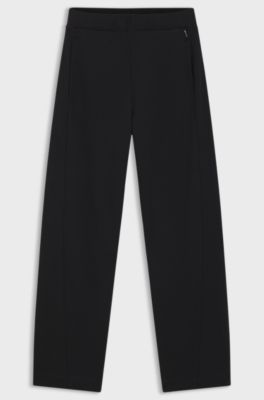 Cotton-blend tracksuit bottoms with lustrous piping, Black