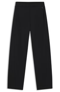 Cotton-blend tracksuit bottoms with lustrous piping, Black