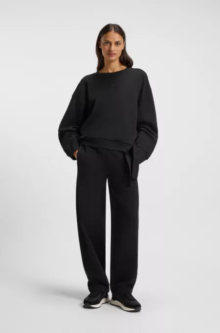 Cotton-blend tracksuit bottoms with lustrous piping