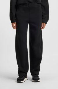 Cotton-blend tracksuit bottoms with lustrous piping, Black