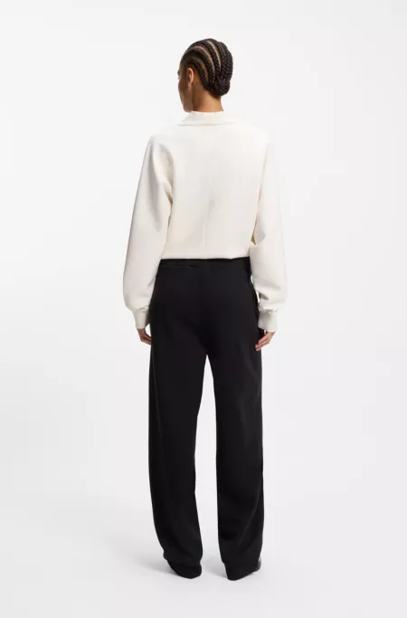 Cotton-blend tracksuit bottoms with lustrous piping