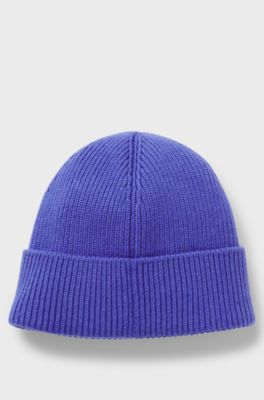 Beanie hat with Happy HUGO logo, Purple