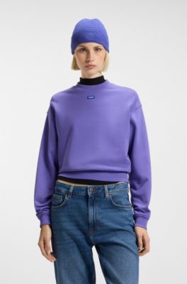 Beanie hat with Happy HUGO logo, Purple
