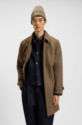 Knitted beanie hat in cotton with logo badge, Grey