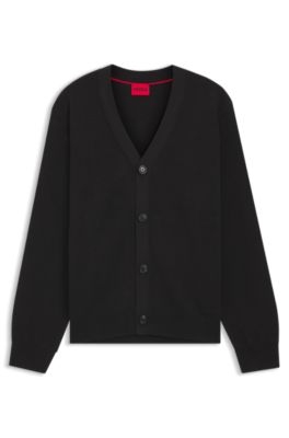 Cotton cardigan with knitted structure, Black