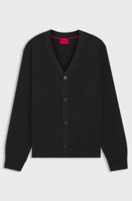 Cotton cardigan with knitted structure, Black