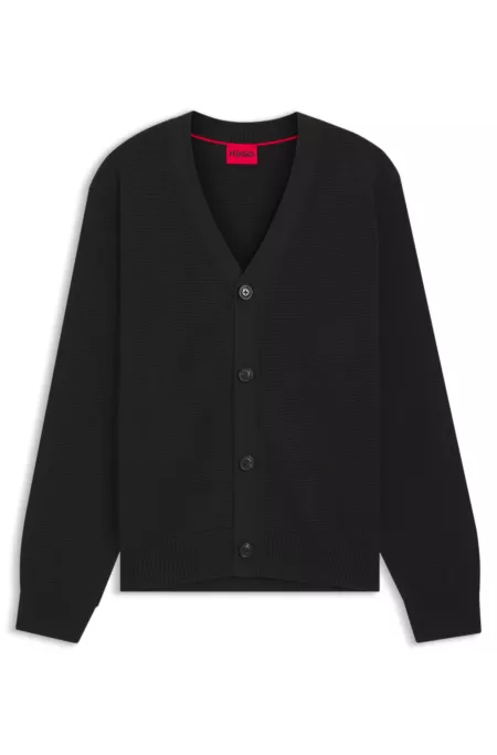 Cotton cardigan with knitted structure