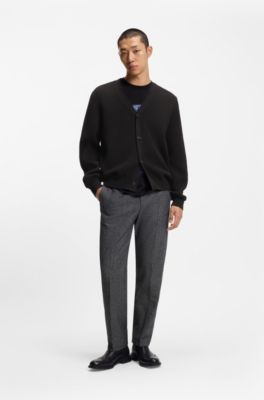 Cotton cardigan with knitted structure, Black