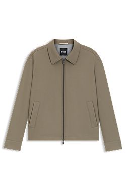 Slim-fit jacket in stretch fabric with wing collar