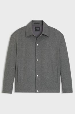 Relaxed-fit overshirt in brushed stretch flannel, Grey