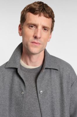 Relaxed-fit overshirt in brushed stretch flannel, Grey