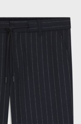 Pantaloni in flanella elasticizzata spazzolata con fit affusolato, Blu scuro