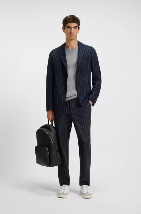 Pantalon Tapered en flanelle stretch brossée