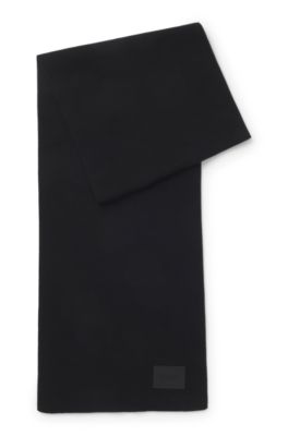 Cotton scarf with logo badge, Black