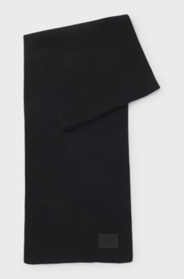 Cotton knitted scarf with a silicone logo, Black