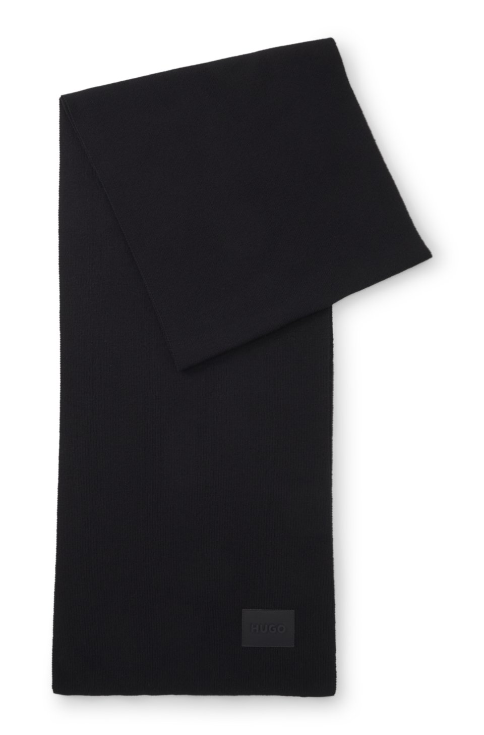 Cotton knitted scarf with a silicone logo