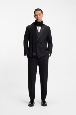 &Eacute;charpe en coton avec badge logot&eacute;, Noir