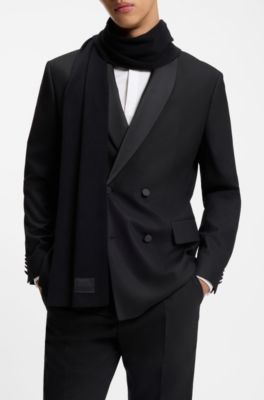 &Eacute;charpe en coton avec badge logot&eacute;, Noir