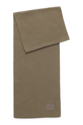 Cotton scarf with logo badge, Grey