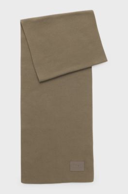 Cotton knitted scarf with a silicone logo, Grey