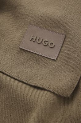 Cotton scarf with logo badge, Grey