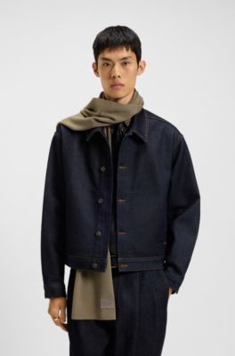 Cotton scarf with logo badge, Grey