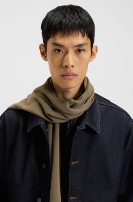 Cotton scarf with logo badge, Grey