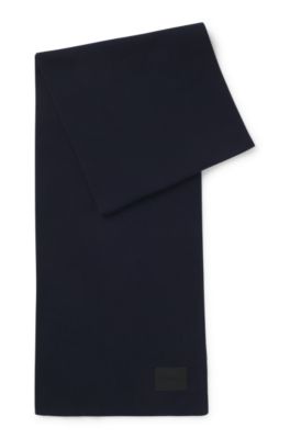 Cotton scarf with logo badge, Dark Blue