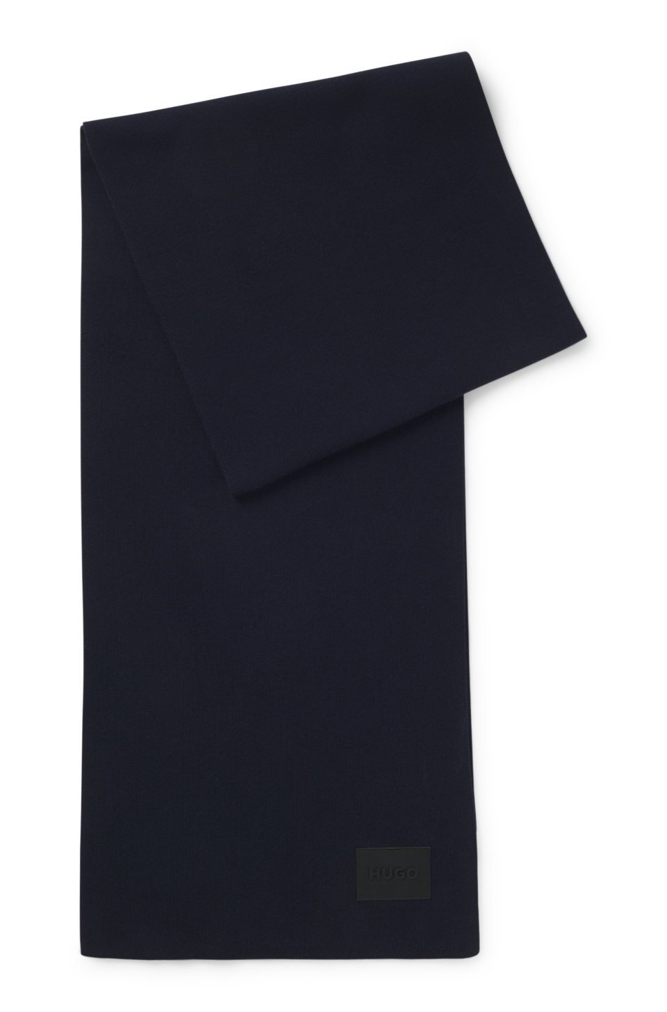 Cotton knitted scarf with a silicone logo