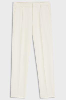 Tapered-fit trousers in stretch fabric, Natural