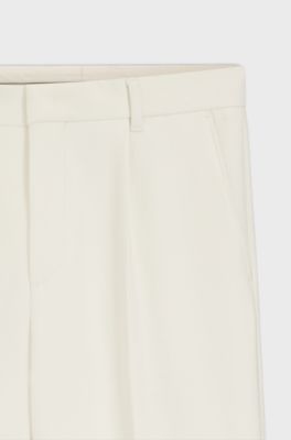 Tapered-fit trousers in stretch fabric, Natural