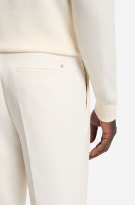 Tapered-fit trousers in stretch fabric, Natural