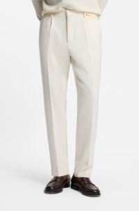 Pantalon Tapered en tissu stretch, Blanc
