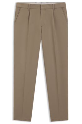 Tapered-fit trousers in stretch fabric, Light Brown