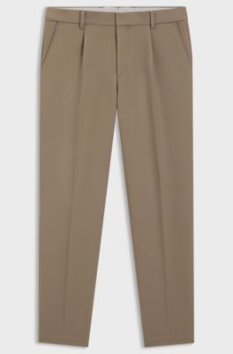 Tapered-fit trousers in stretch fabric, Light Brown