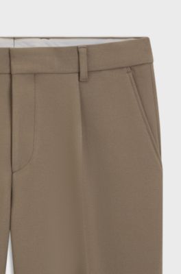 Tapered-fit trousers in stretch fabric, Light Brown