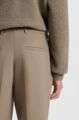 Tapered-fit trousers in stretch fabric, Light Brown