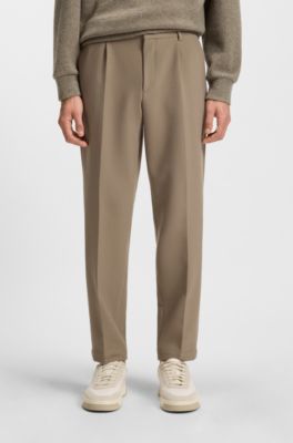 Tapered-fit trousers in stretch fabric, Light Brown