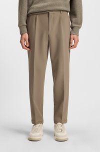 Tapered-fit trousers in stretch fabric, Light Brown