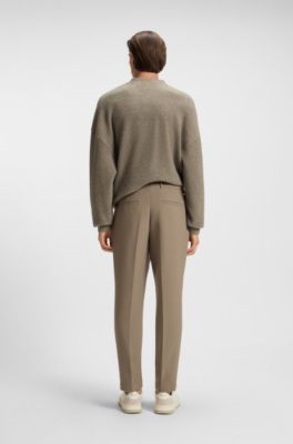 Tapered-fit trousers in stretch fabric, Light Brown