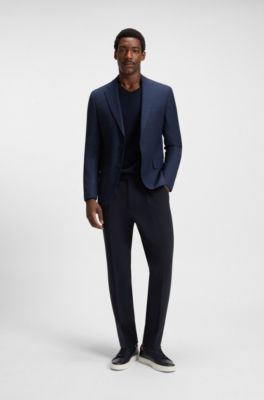 Tapered-fit trousers in stretch fabric, Dark Blue